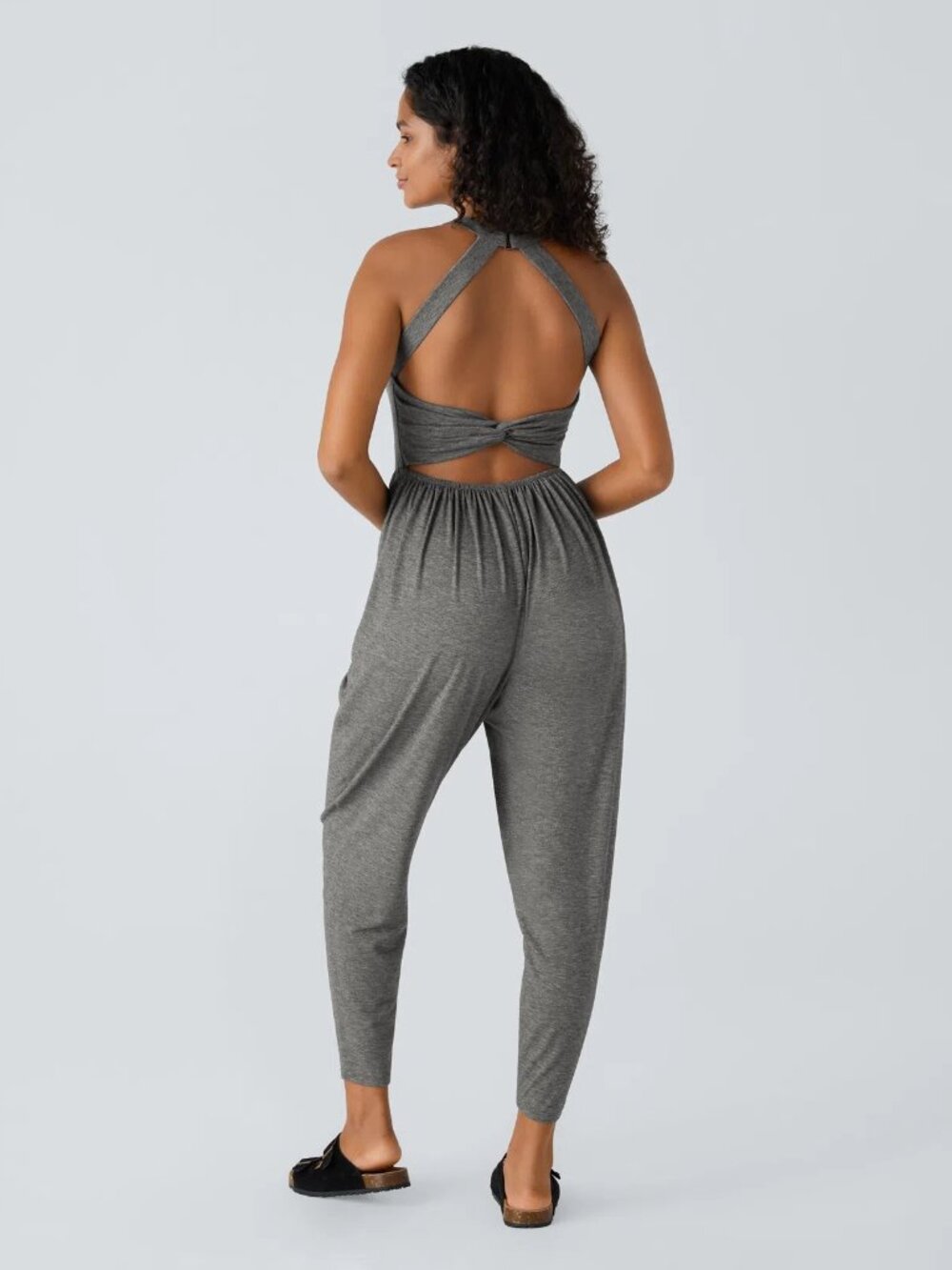 Halara U Neck Pocket Harem Casual Jumpsuit-Easy Peezy Edition-Dark Gray -L - NWT